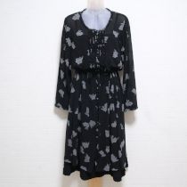 黒ドットラビットシフォンワンピース