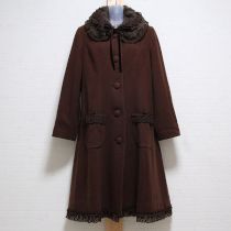 茶ファー&レース使いロングコート
