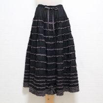 黒×グレー段々ピコフリル切替えスカート