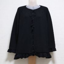 黒針抜きフリルニットカーディガン