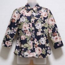 紺薔薇柄デニムシャツ【M】