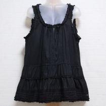 黒はさみレース使いローンチュニックブラウス