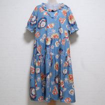サックスチェリーチェリー柄ミディ丈ワンピース