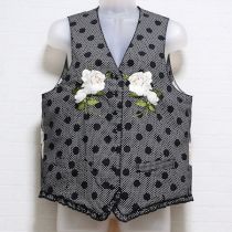 黒ドットローズ刺繍ベスト