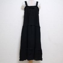 黒ウール切替えキャミソールワンピース