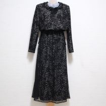 黒小花レース重ねワンピース