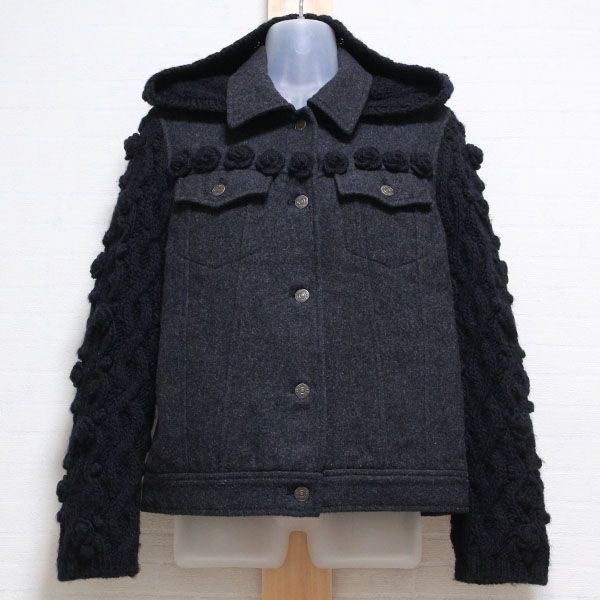 黒ニット袖モチーフジャケット【L】 - ピンクハウス通販｜リサイクル