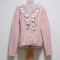 ピンク桜モチーフニットカーディガン