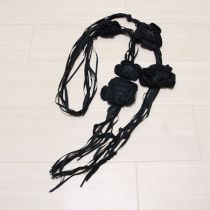 黒花モチーフリボンベルト