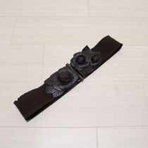 茶カメリアモチーフゴムベルト