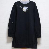 黒雛菊刺繍ロングトレーナー