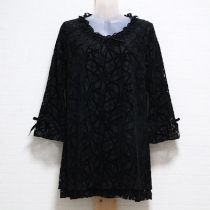 黒フロッキーリボンプリントチュニック【9号】