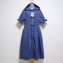 紺ピコフリルフード付きワンピース