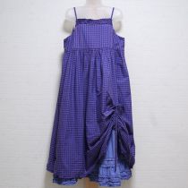 パープル×ブルーチェックレイヤー風キャミワンピース