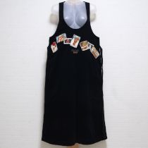 黒クリスマスカードくまコーデュロイジャンパースカート