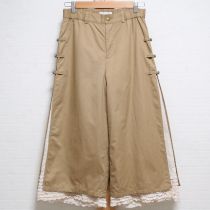 ベージュローン使いワイドパンツ【4(L)】