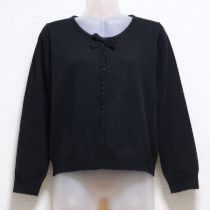 黒ロゴ刺繍入りリボンカーディガン