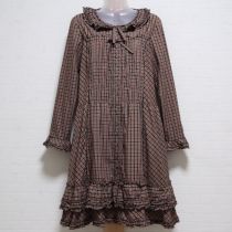 黒×赤チェックフリルチュニックブラウス
