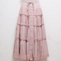 ピンクドットチュール重ね段々スカート