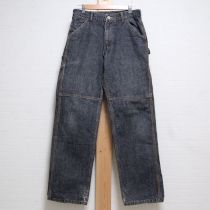 黒ロゴ入りデニムペインターパンツ【L】