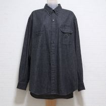 黒ロゴ刺繍デニムシャツ【L】
