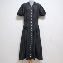 黒ピンタックデニムワンピース
