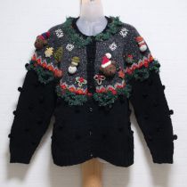 黒クリスマスモチーフカーディガン