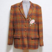 茶系ローズブーケ刺繍ジャケット