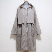グレージュシアーフードコートワンピース