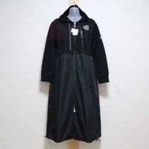 黒ポンチ×タフタ コンビフーディロングコート