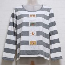 グレー×白ネーム付きボーダーカットソー【3(M)】