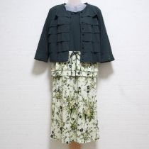 グリーン系段々フリルカーディガン&ワンピース【3(9号)】