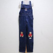 紺ポロくま刺繍オーバーオール
