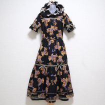 黒リボンくまフード付きワンピース
