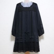 黒レース&ドットチュール使いチュニックブラウス【11号】