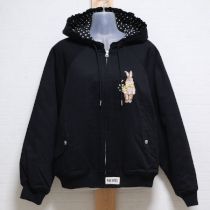 黒ミミモザラビット刺繍ブルゾン