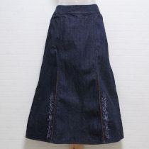 紺鈴蘭刺繍デニムスカート【L】