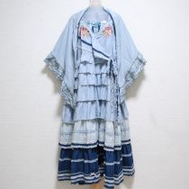 ブルーエンジェルローズ刺繍段々ワンピース&ストール