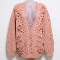 ピンク花モチーフカーディガン
