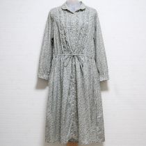 水色系小花フリルワンピース