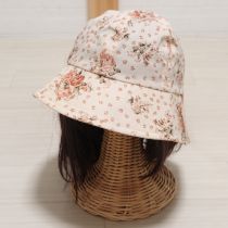 ベージュ系薔薇プリント帽子
