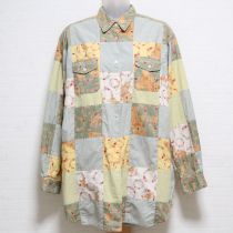 薄荷花くまパッチワークブラウス