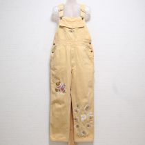 黄ペアくま刺繍オーバーオール