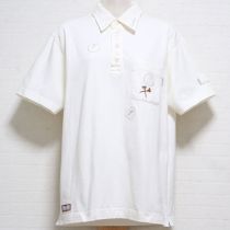 オフ白ゴルフ刺繍シャツ襟カットソー【M】