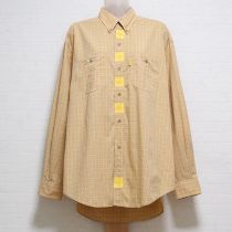 黄系パッチ付きチェックシャツ【M】