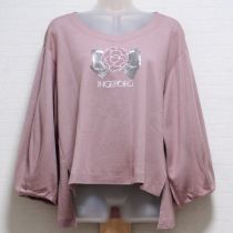 ピンクビーズ刺繍カメリアカットソー【4(11号)】
