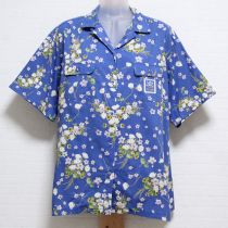 ブルー白つめ草ブラウス【L】