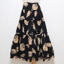 黒ストローハットスカート