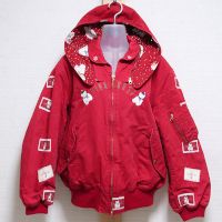 赤雪だるまくま刺繍ブルゾン