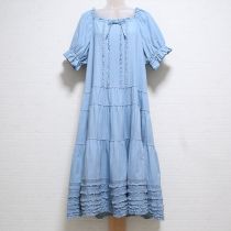 ブルーフリル使いミディワンピース